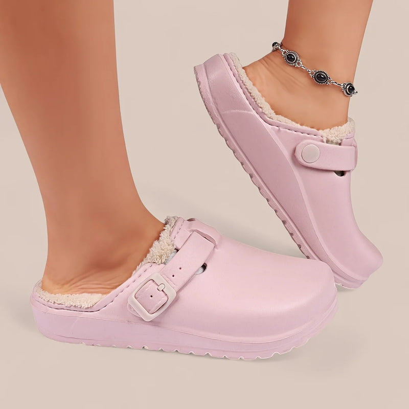 Women's EVA Plush House Slippers Adjustable Straps, Round Toe, Anti-Slip Women's Winter Shoes Suitable for Indoor Outdoor Wear