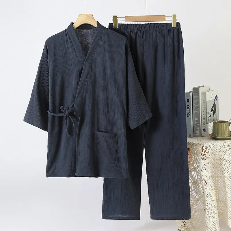 Sleepwear Men's Pajamas and Robes Male Couple's Set Pure Oversized Home Wear Spring Autumn Pajama 2pcs