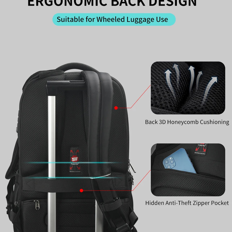 Tigernu Vacuum Backpacks Compression Travel Backpacks 15.6-17 Laptop Backpack Men TSA Anti Theft Backpacks Expandable Schoolbag