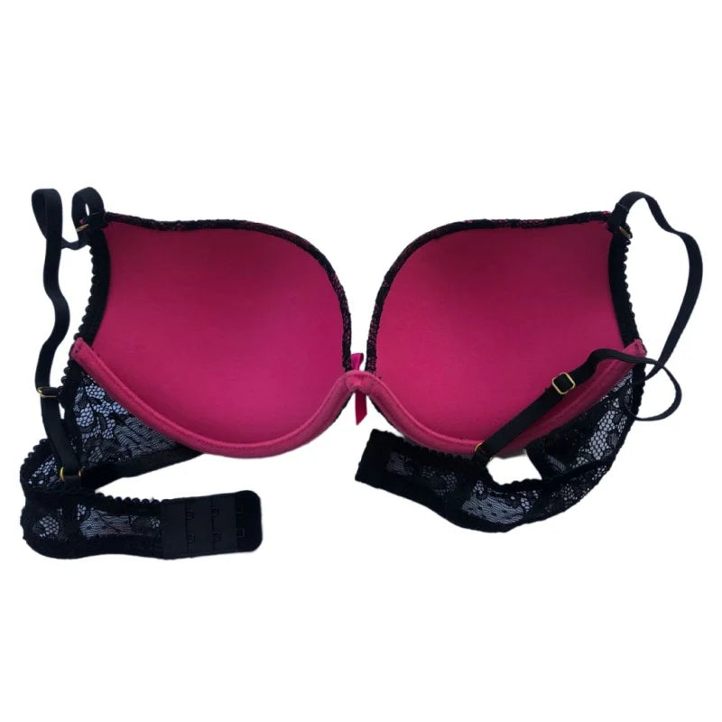 Cotton Deep V Lace Surface Push Up Sexy Bra Panty Sets Matching Bow G-string Comfortable Underwear Women Lingerie Set Intimates