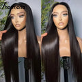 Chocolate Brown Straight Lace Front Wig Synthetic 30 Inch 200 Density 13x4 HD Transparent Full Lace Frontal Wig Pre Plucked