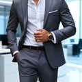 Men's Burgundy 2-Piece Suit Set (Blazer + Trousers Only, No Vest Included),Slim Fit Formal Business Wedding Party Jacket & Pants