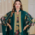 Eid Muslim 2 Piece Set Women Embroidery Dresses Open Abaya Suit Jalabiya Ramadan Dubai Kaftan Party Vestidos Cardigan Robe 2025