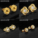 Hot New 18k Gold Round Zircon Rose Flower Multi Circular Stud Earring Fashion Accessory Anniversary Party Classic Luxury Jewelry