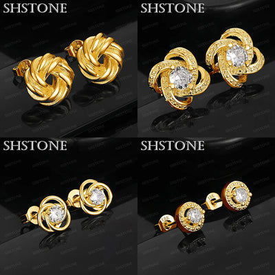 Hot New 18k Gold Round Zircon Rose Flower Multi Circular Stud Earring Fashion Accessory Anniversary Party Classic | SAMAG