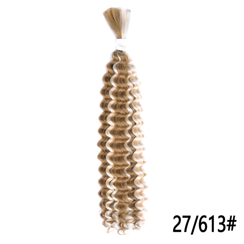 Synthetic Curly Deep Wave Bulk hair For Braiding 20inch No Weft Deep Wave For Braiding Micro Faux Braiding Hair for Boho Braids