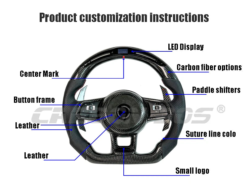 Personalized Carbon Fiber Steering Wheel Fit for Mercedes-Benz W212 W204 205 809 C ClASS C43 C63 Carbon Fiber Car Steering Wheel