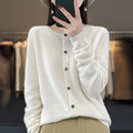 Fashion Women 100% Merino Wool Cardigans Cashmere Sweater Autumn Winter O-neck Long Sleeve Knitwear Female Basic Clothing Tops