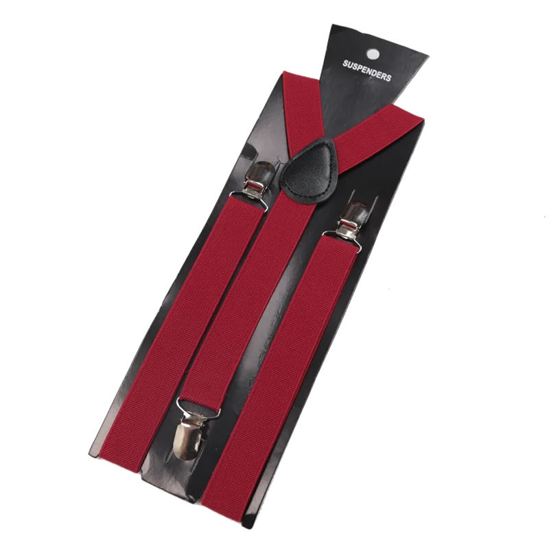 Unisex Elastic Leather Suspenders Braces Men Women Gift Black Blue Red Adjustable Straps for Wedding Suit Skirt Accessories