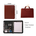 A4 Portable File Folder with Calculator Binder Organizer Manager Office Document Pad Briefcase PU Leather Padfolio Bag Customize