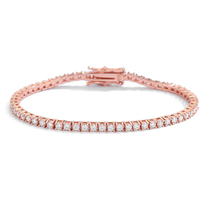 4mm 925 Sterling Silver Moissanite Bracelet 3mm D VVS1 Diamond with GRA for Women Sparkling Wedding Party Fine Jewelry