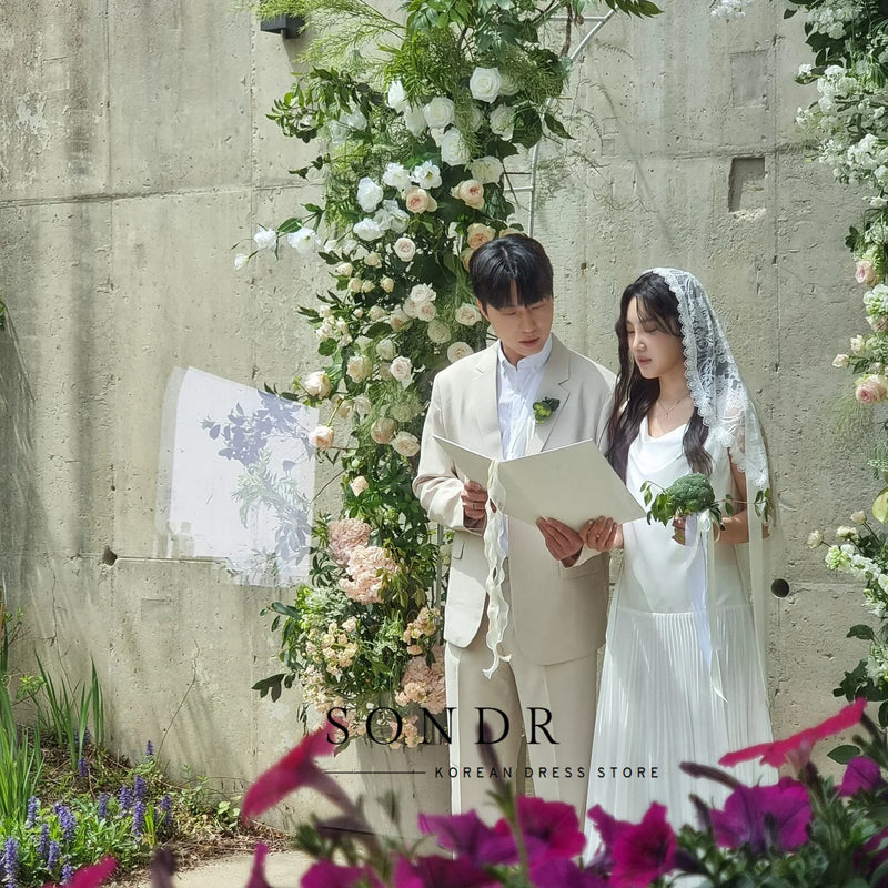 Sondr Elegant Cowl Neck Korean Wedding Dresses Sleeveless - View 2 | SAMAG