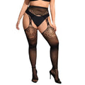 Plus Size Transparent Black Lace Silicone Non-Slip Mesh Stockings Sexy Fishnet Stocking Thigh High Tights Long Socks for Women
