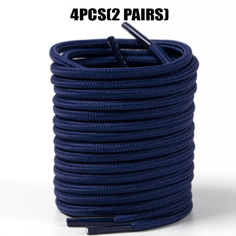 4 Pcs(2 Pairs) Round Shoelaces 4mm for Sneakers Boots, Durable Anti-Slip Sports Laces, 80-160cm Solid Colors Replacement