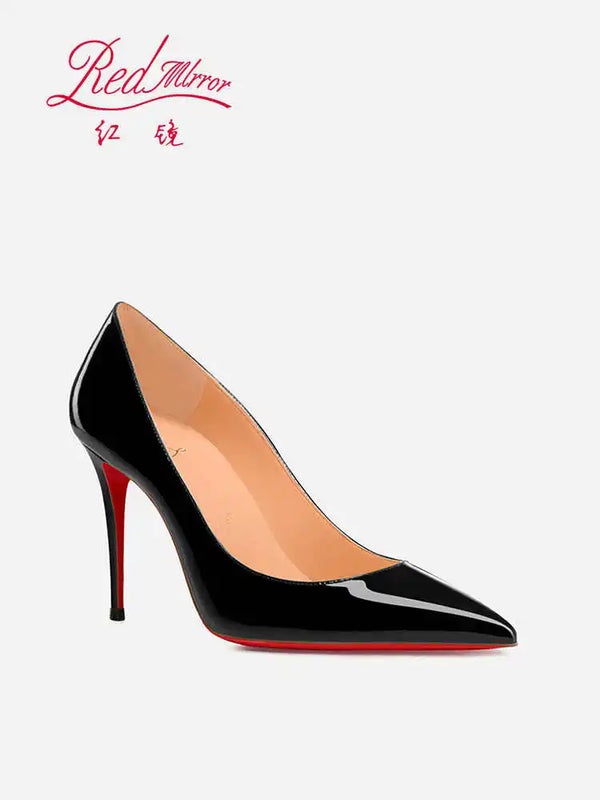 Black Women's Elegant High Heels Red Shiny Bottoms Luxury Brand Women Heels 2025 Trend Pointed Toe Sexy Party Pumps Shoes Women