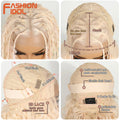 FASHION IDOL 13x4 Twist Box Braided Lace Frontal Wigs For Women Synthetic Braids Wigs Ivory White Faux Locs Goddess Lace Wigs