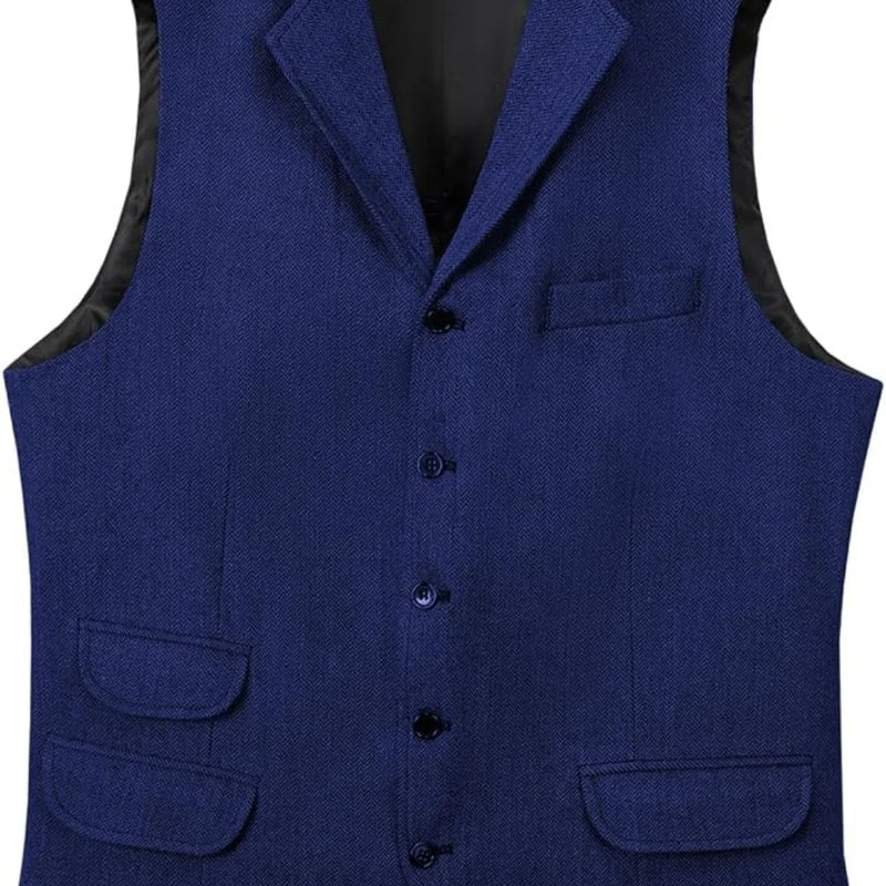 Men's Vest Herringbone Tweed  Suits Vests Slim Fit Business Herringbone Men's Waistcoat For Wedding