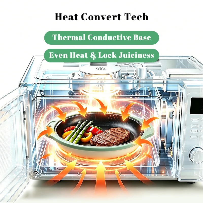 Microwave Grill Pan Microwave Griller, Griddle & Crisper Pan with Lid for Grilling, Browning, and Crisping Foods