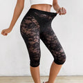 Black Lace Leggings Women's Sensual High - Waisted Sheer - View 3 | SAMAG