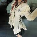 Karrram Y2k Aesthetics Lace Shirt Grunge Gothic Irregular | SAMAG