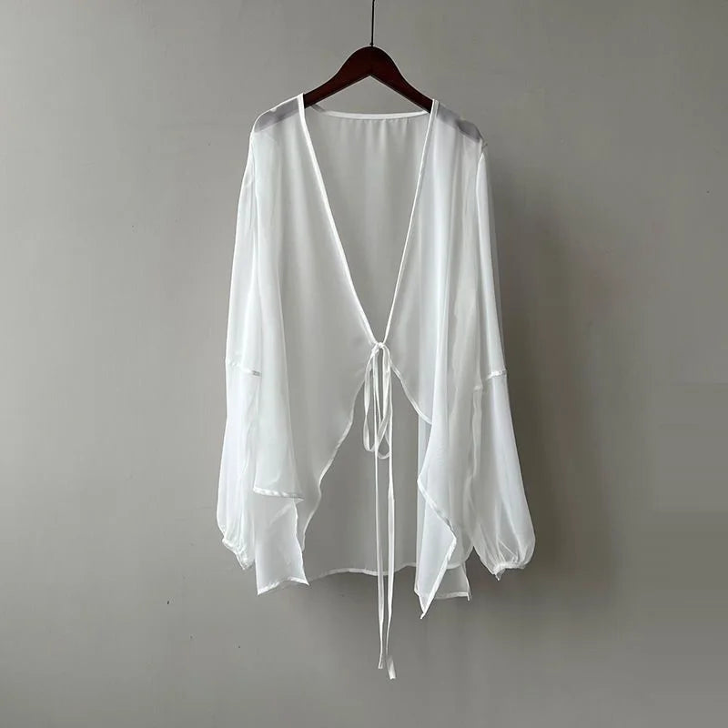 Summer Sun Protection Shirt Korean Women Chiffon Cardigan - View 9 | SAMAG