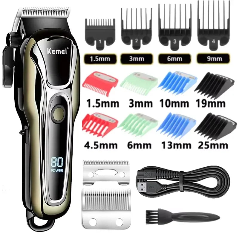 Kemei PG1990A Rechargeable Men's Hair Clipper Professional Cordless Men Hair Trimmer Hair Cutting Machine Barber for Men