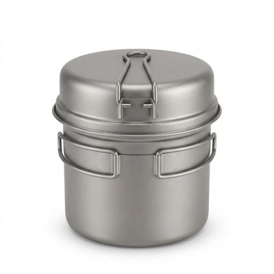 Titanium Camping Cookware Set with Folding Handles | SAMAG