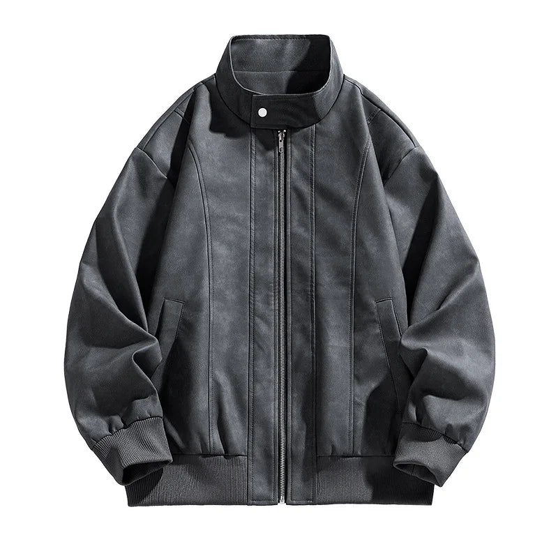 Oversize 6XL 7XL 8XL Men Jacket PU Leather 2025 Spring Windbreaker Trench  Plus Size Waterproof Stand Collar Brand Loose Coats