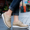 STRONGSHEN British Style Women Brogue Shoes Round Toe Oxfords Platform Casual Leather Footwear Increase 4.5cm Sapatos Chaussures