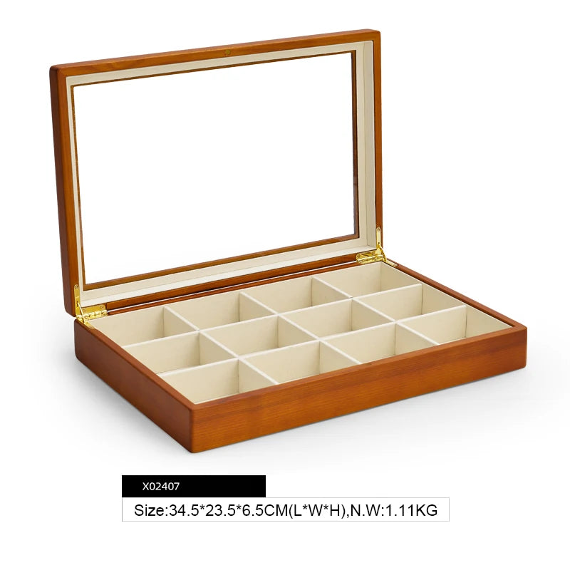 Oirlv Wooden Jewelry Box Retro Jewelry Display Ring Necklace Earring Bracelet Box Multi Jewelry Storage Organizer Display Case