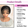 Short Full Lace Braiding Wig Synthetic Cornrow Knotless Box Braided Wigs Natural African Bantu Braids Wig for Black Women