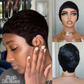 Sale Human Hair Wig Short Straight Human Hair Wigs Pixie Cut Straight Short Bob Wigs For Women  Brazilian Human Hair Machine
