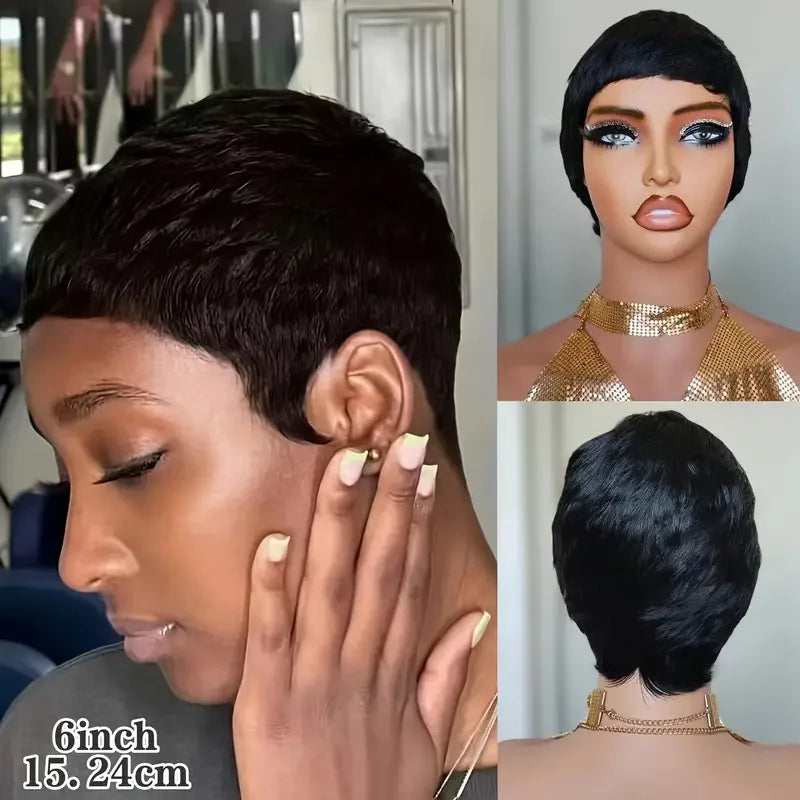 Sale Human Hair Wig Short Straight Human Hair Wigs Pixie Cut Straight Short Bob Wigs For Women  Brazilian Human Hair Machine