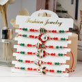 1/6/12pcs Festival Christmas Bracelets Imitation Pearl Santa Claus Xmas Tree Pendant Party Jewelry Gifts for Girls Kids Adult