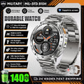 Military Grade Alloy Smartwatch 1400mAh Long Standby Waterproof SOS Emergency Flashlight BT Call Outdoor Sports Watch For Men