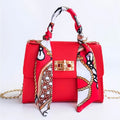 Women Girls Fashion Simplicity Solid Color Handbag Niche Design Silk Scarf Mini Chain Single Shoulder Crossbody Bag Bandolera