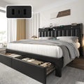 Queen Bed Frame with Headboard ＆ 4 Storage Drawers, Velvet Upholstered Platform Bed Frame Queen Size with 3 USB &, Customized