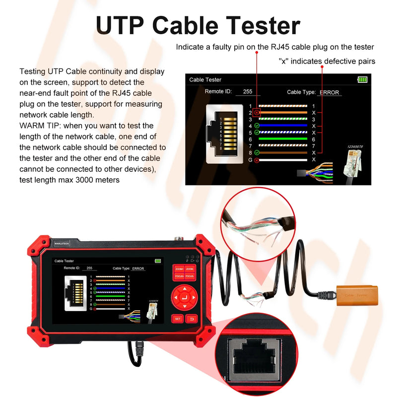 Mini 5-inch CCTV Tester 8MP AHD/CVI/TVI Mini Monitor Cameras Tester HDMI & VGA Input Video Cable Security Camera Tester