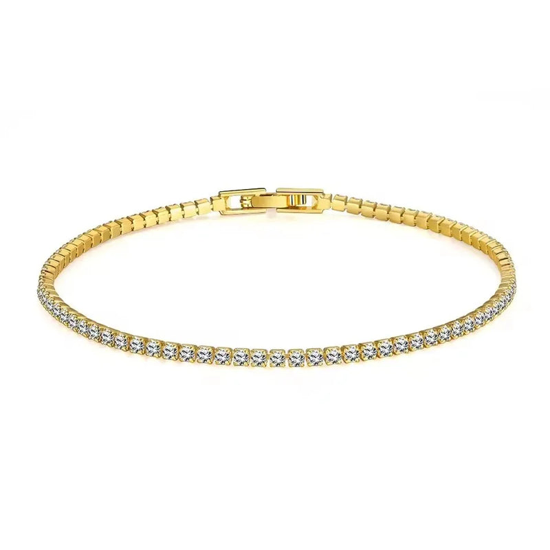 Luxury Simple Stainless Steel Single Row Geometric Square Glisten Full of Zircon Bracelet Women Men Hip Hop Fashion Jewelry Gift