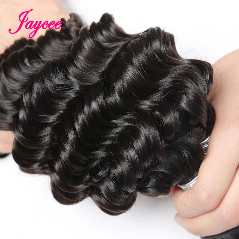 Deep Wave 4 Bundles Deal 15A Brazilian Virgin Human Hair 100% Unprocessed Water Wave Curly Human Hair Extensions Loose Deep Wave