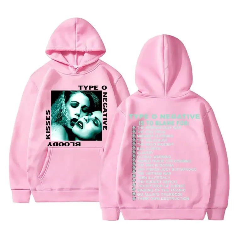 Rock Type O Negative 1993 Bloody Kisses Touring Album Print Men's hoodie High quality casual Hoodie