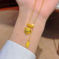Fine 18 K Gold Color Heart Shape Pendant Necklace for Women Wedding Birthday Not Fade Jewelry Chain Gifts