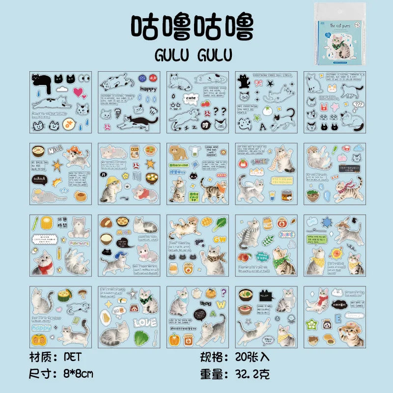 Stickers Book Cat Decorative Decal Kitty Seal for DIY Diary Planner Scrapbook Album School Supplies Stationery