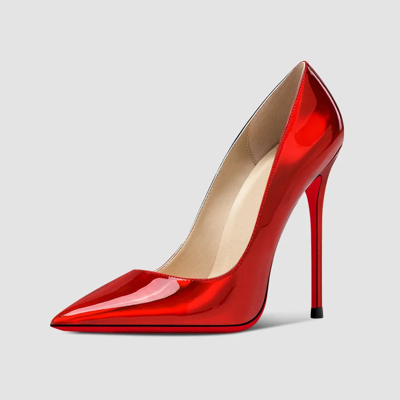 New Black High Heels for Women with Slim Heels, Pointed and sexy Professional White Plus Size Single Shoes