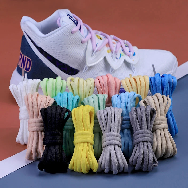 1 Pair Round Shoelaces Fof Basketball Sneakers Shoe Laces Black White Shoelace Universal for Children and Adults 100CM