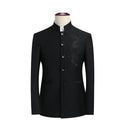 2026 New Men's Stand Collar Long Sleeve Suit Jacket, Asian Size Chinese-Style Slim-Fit Blazer in Dark Blue/Red/Grey/Black/White