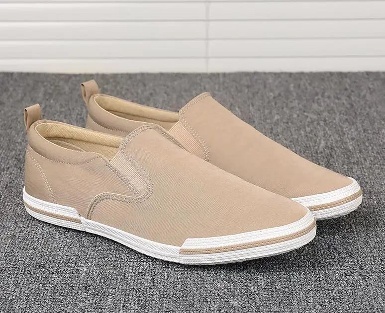 Men's Breathable Canvas Slip-On Casual Sneakers New Style Basic Pedaling Lazy Summer Loafers Comfortable Male Footwear