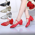 Women Dance Shoes Soft Sole Mid Heel Square Dance Shoes for Adults All Seasons