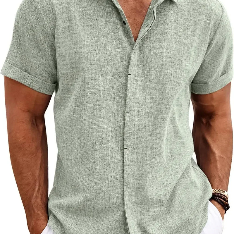 Men's Fashion Casual Solid Color Shirt Pullover Button | SAMAG