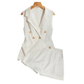 Elegant Style Women Summer Sleeveless Lapel Double Button Vest Pleated Short Pants Set